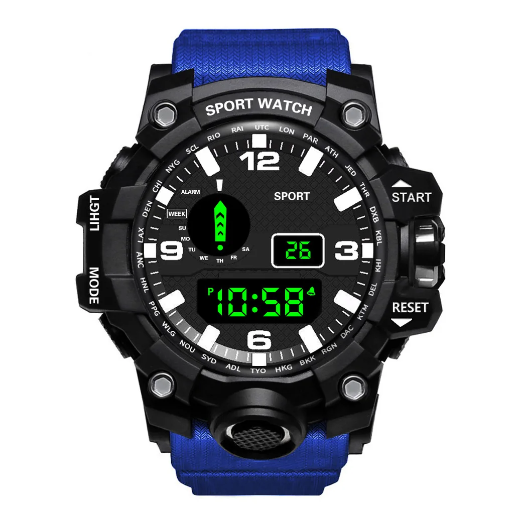 Многофункционални спортни часовници YIKAZE, led цифров мъжки часовник, водоустойчив хроносигнализация, военни мъжки часовници, електронни часовници . ' - ' . 1