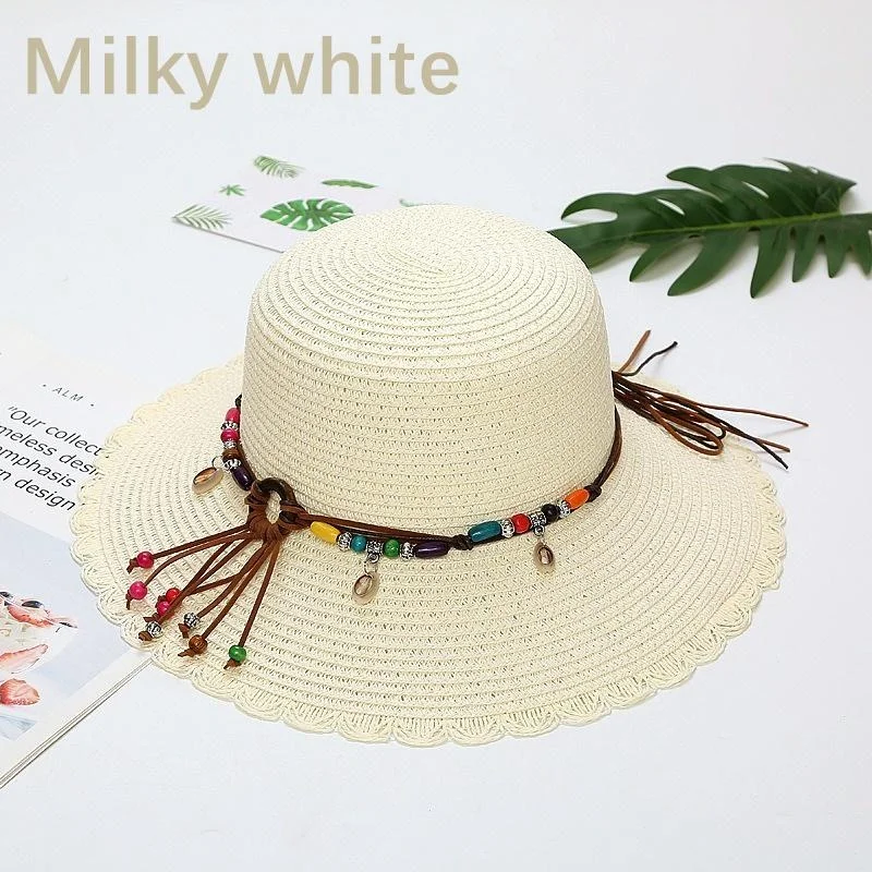 Дамски плетени шапки, Пролетни и летни Слънчеви шапки сламени шапки Малки пресни слънчеви шапки с регулируеми пътни широкополыми плажни шапки . ' - ' . 1