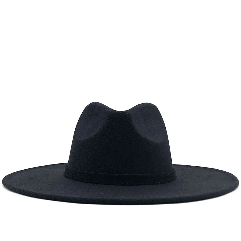 Дамски фетровая шапка с широка периферия, однотонная вълнена фетровая шапка за мъже, есенно-зимна панама, сиво джаз шапка Хазарт . ' - ' . 2