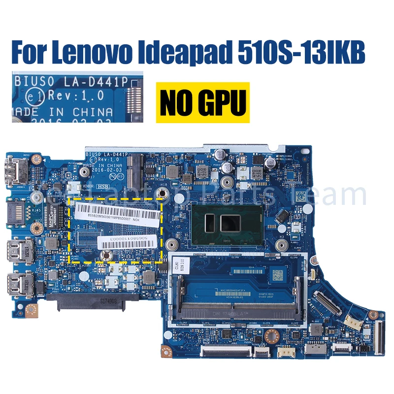 LA-D441P За Lenovo Ideapad 510S-13IKB дънна Платка на лаптоп 5B20M360025B20M3600611 5B20M3601111 I5-7200U GPU 2G дънна Платка на Лаптоп . ' - ' . 2