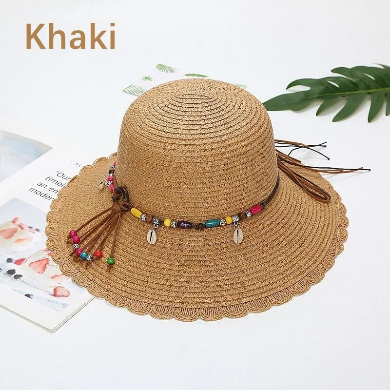 Дамски плетени шапки, Пролетни и летни Слънчеви шапки сламени шапки Малки пресни слънчеви шапки с регулируеми пътни широкополыми плажни шапки . ' - ' . 2