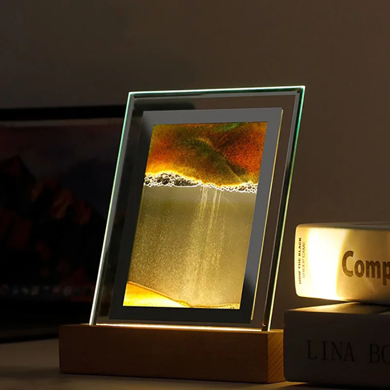 Творчески 3d пясъчен часовник Дълбоководно пясъчен пейзаж с лампа Офис за спални сладкиш от маслено тесто изкуство Цветни декоративни Пясъчен часовник Декорация на дома . ' - ' . 3