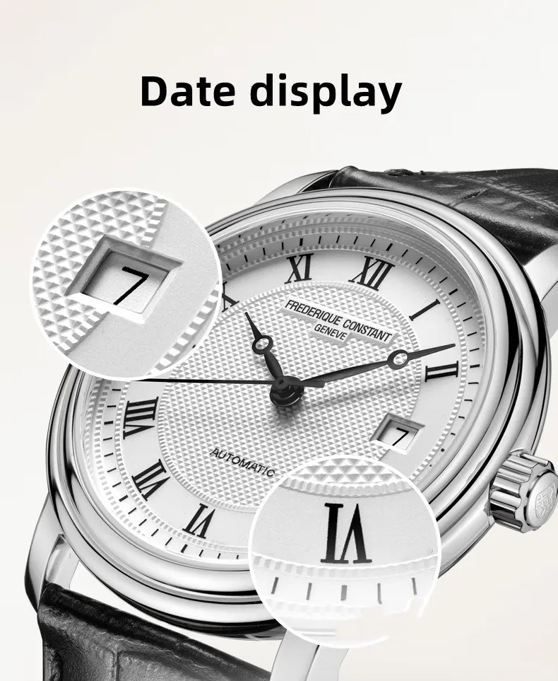 2023 Модни Луксозни прости часовници Frederique Constant за мъже FC-303, ежедневни ръчни часовници с автоматично циферблат дата, кожена каишка премиум-клас . ' - ' . 4