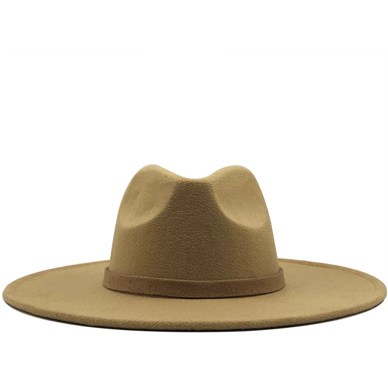 Дамски фетровая шапка с широка периферия, однотонная вълнена фетровая шапка за мъже, есенно-зимна панама, сиво джаз шапка Хазарт . ' - ' . 5