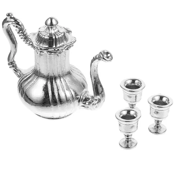 1 Комплект миниатюрни метални чаени чаши, комплект манекени, мини-чай, миниатюрни уреди за дома, подпори
