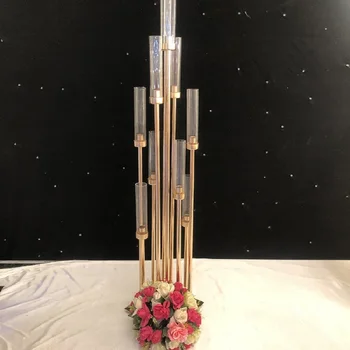 10 компл. метален свещник, свещник, ваза за цветя, централният елемент на сватбена маса, поставка за sconces свещ, пътен декор за парти