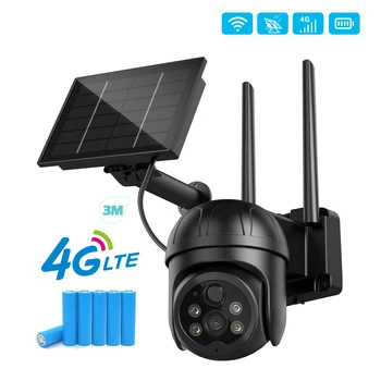 1080P 4G Помещение С Външна Батерия, слънчев Панел, GSM Sim карта, Видеонаблюдение, за Защита на Дома за Сигурност, Безжични Wifi Камери