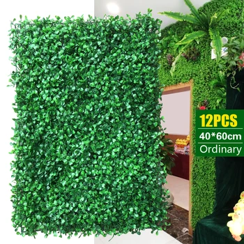 12x Изкуствена стена от чемшир, подложка за жив плет, трева, ограда, зелен фон за тревата, за вътрешен и външен декор 60x40 cm