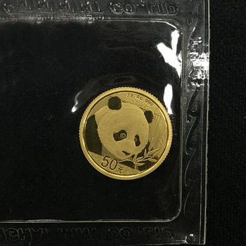 2018 Китайската златна възпоменателна монета с пандой/кюлчета, истински оригинални 3g Au.999 24 Хил. лв. 50 юана UNC