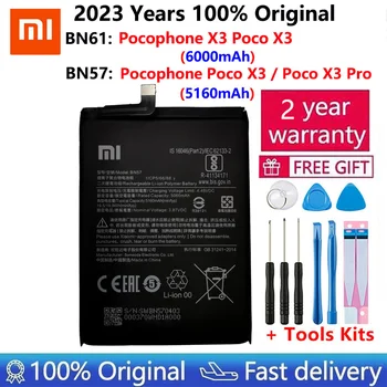 2023 100% Оригинален Xiao mi BN57 BN61 6000 mah Батерия За вашия Телефон, Въведете mi Pocophone X3 Poco X3 Pro Сменяеми Батерии + Инструмент
