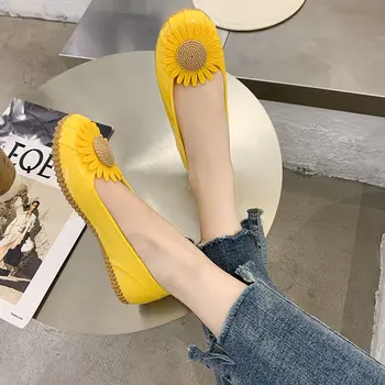2023 Дамски модни жълта желейная плажни обувки без закопчалка, дамски ежедневни удобни обувки на равна подметка в стил приятен на цветята-деко, маратонки