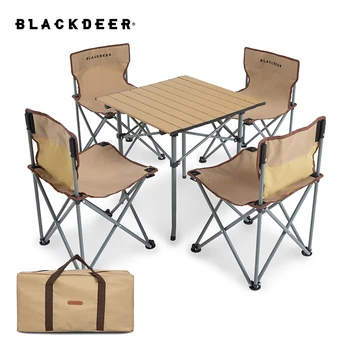 BLACKDEER 4 бр. стол и 1 бр. маса, сгъваема маса и стол, направен от алуминиева сплав, определени за къмпинг, преносими аксесоари за пикник