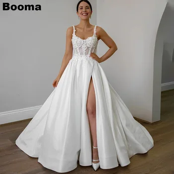 Booma, сватбени рокли за партита, апликации от ремешках, сватбени рокли за жени, сватбена рокля с висока цепка отстрани, vestidos de новия