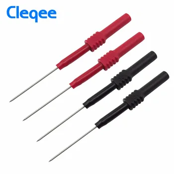 Cleqee P5009 4 бр. мека иглата за пробиване на изолация от PVC, неразрушающие мультиметрические тестови сонди, червено/черно