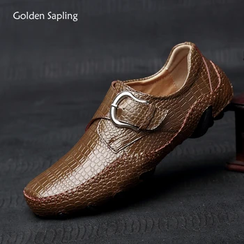 Golden Sapling/ модни ежедневни обувки за мъже, класически лоферы за почивка на равна подметка за шофиране, топло плюшен зимни обувки, мъжки обувки в стил ретро