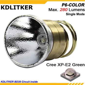 KDLITKER P6-ЦВЕТЕН Cree XP-E2 Зелен 530 нм 280 лумена 3 - 9 В 1-Защитен щепсел OP P60 (диаметър 26,5 mm)
