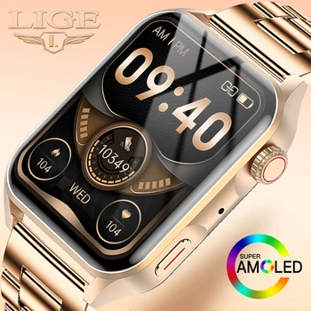 LIGE Smartwatch 2023 Златни смарт часовници за мъже и жени HD-екран на Bluetooth разговори IP68, проследяване на активността, фитнес тракер за Android iPhone
