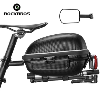ROCKBROS велосипедна чанта за задната част на багажник, твърда обвивка, ЕВА, голям голям водоустойчива чанта за седалка, пътни настилки МТБ велосипеди седлото, отразяваща задна светлина