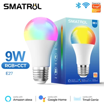 SMATRUL 9 W E27 WiFi Крушка Smart Life LED 850LM RGB Лампа Приложението Работи с Алекса Google Home Таймер с регулируема яркост 110 В На 220 В Sasha