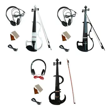 Безшумни слушалки за електрическа цигулка с эбонитовыми фитинги, троен смычок, музикални инструменти, е-тиха цигулка за юношески театрален шоу