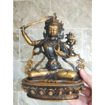 Бронзова статуя с Меча си Буда, Бодхисатва Маншу Бодхисатва Тара Благоприятна Мантра