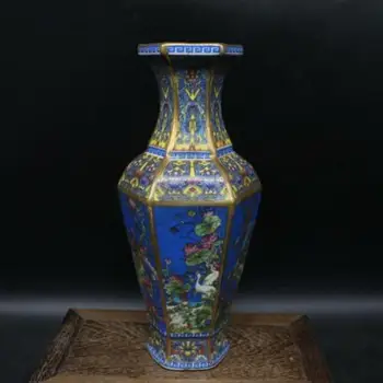 Китайски Фамилна розов порцелан Цин Цяньлун Птици, цветя дизайнерска ваза от 10.1 инча