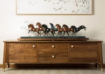 Колекция от най-добрите произведения на изкуството за вашия дом офис декор за стая - 130 см, огромни 8 прекрасни коне, художествена бронзова статуя, скулптура и декорация