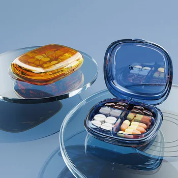 Кутия за съхранение на таблетки, мини преносим органайзер за пътуване, контейнер за дневни непромокаеми лекарства, витамини, капсули притежател на с о-пръстен