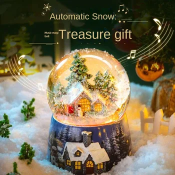 Мечтата на стъклен кристална топка нощно музикално ковчег украса автоматична панаир снежни цветя, снежни украшения за Коледни подаръци