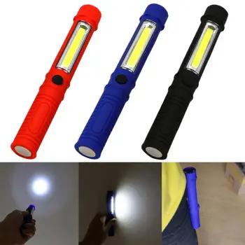 Многофункционален COB led мини лампа-дръжка за проверка на работата led фенерче с по-магнит и щипка черен/червен/син