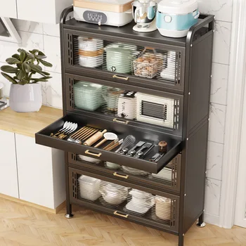 Открит кухненски шкаф за съхранение на вратата разликата Шкаф за съхранение на Многофункционален шкаф за съхранение на съдове за готвене