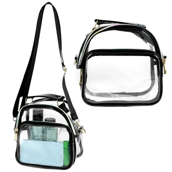 Прозрачната чанта от TPU, прозрачна чанта за жени, мъже, по-голямата голям чанта през рамо с преден джоб, прозрачна чанта за фитнес зала с