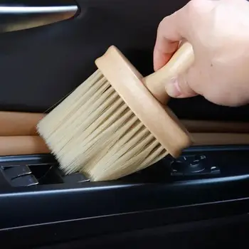 Четка за почистване на салон на автомобил с дървена дръжка, выпускное отвор за въздух, четки за обяснения, леко почистване, отстраняване на прах с арматурното табло, H7X2