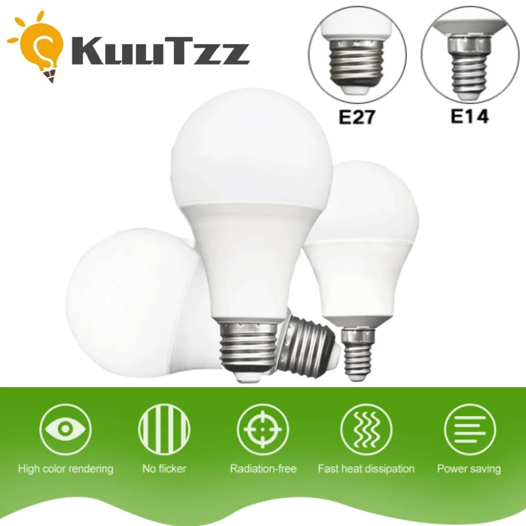 KuuTzz Led Крушка E27 E14 AC 85 В-265 В 3 W 5 W 7 W 9 W И 12 W 15 W 18 W Led лампа, Спестявайки на Студено Топло Бяла Led Лампа за дневна спалня . ' - ' . 0