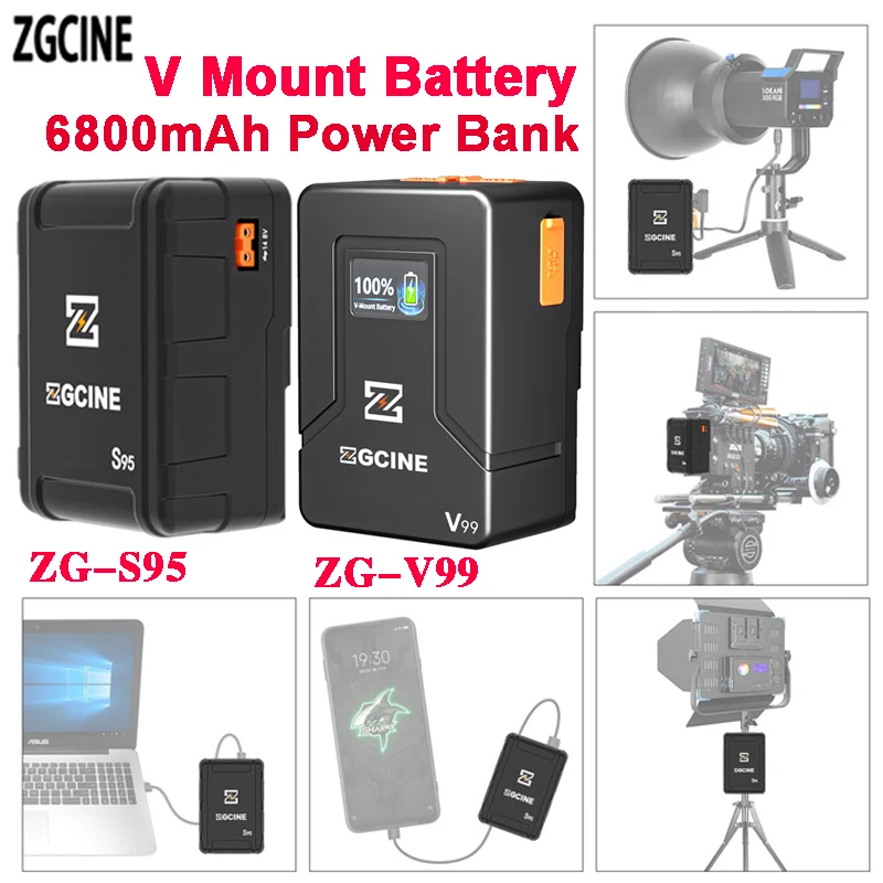 ZGCINE DIANA-V99 Батерия с V-Образно Затваряне на Литиева Батерия с V-Образен ключ за преносими батерии USB Type-C за фотоапарати Sony, Canon, Смартфон с led подсветка . ' - ' . 0