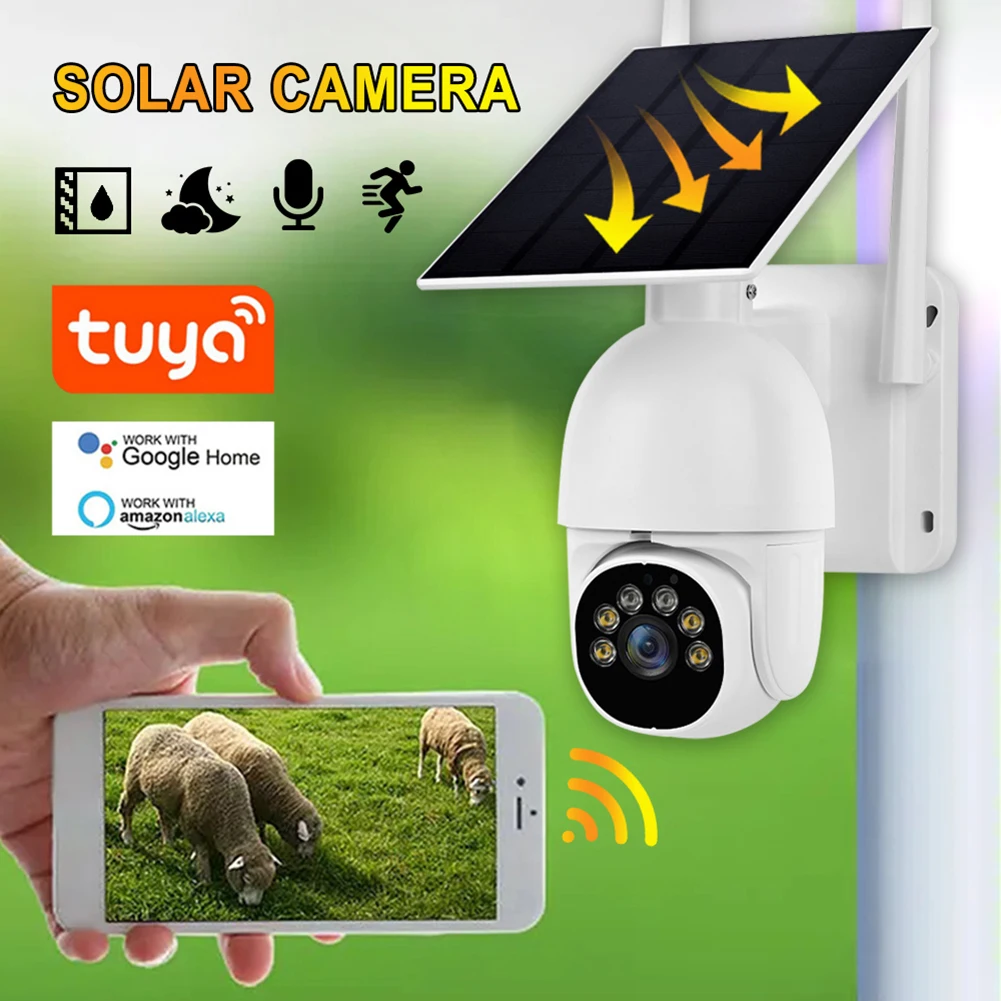 2K 4MP WiFi безжична външна IP камера 1080P PIR Камера за видео наблюдение с откриването на човек, на Слънчеви панели, камери за видеонаблюдение . ' - ' . 0