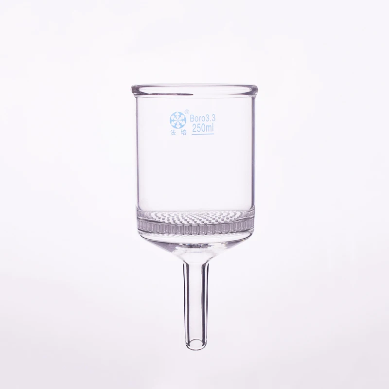 Фуния за стъклен филтър плоча с малък отвор, капацитет 250 мл, със стъклен плат, лазерно пробиване . ' - ' . 0