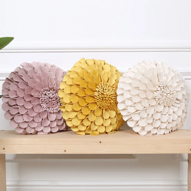 Луксозна кадифена калъф за възглавници с 3D подсолнухом ръчно изработени, 45 см, малка калъфка с цвете маргаритки, за дома, спалня, всекидневна . ' - ' . 1