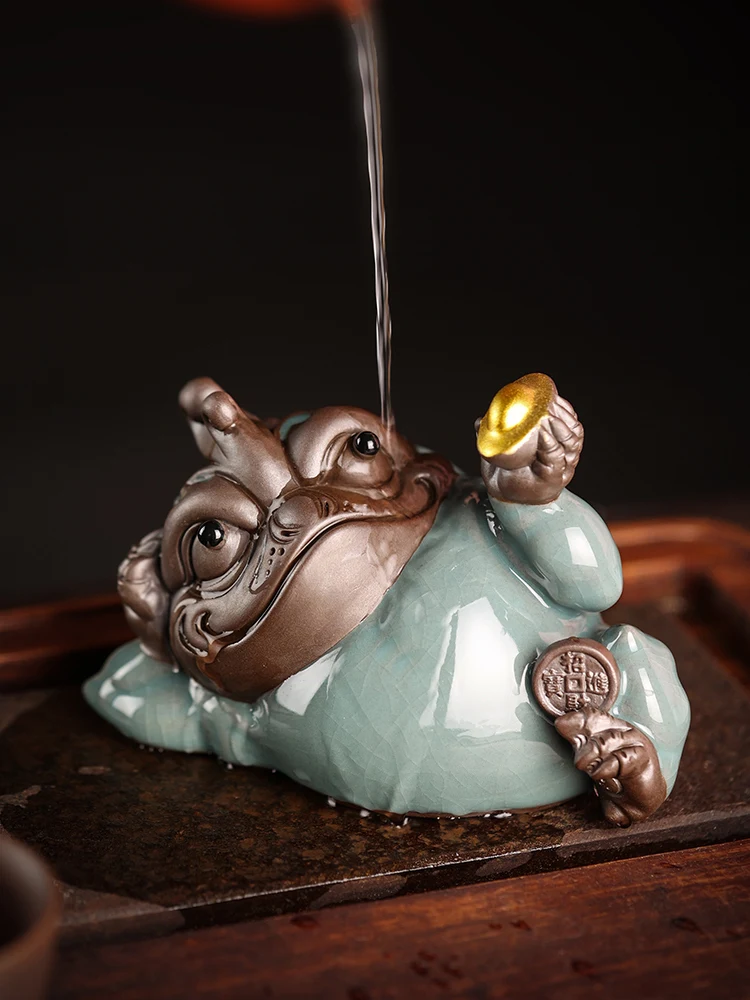 Китайски стил, привлича късмет, накити от златни жаби, Geyao, лилав пясък, чай, трехногая крастава жаба, украса за вашия домашен офис . ' - ' . 2