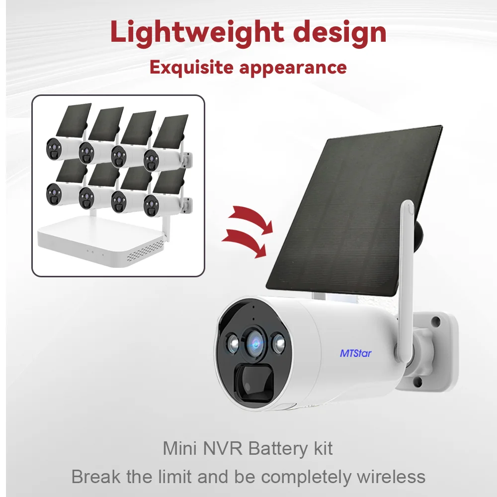 4 бр./8 бр. Безжична слънчеви панели, батерия, WIFI, камера и WiFi NVR комплект система за видеонаблюдение с 7-инчов HD монитор . ' - ' . 2