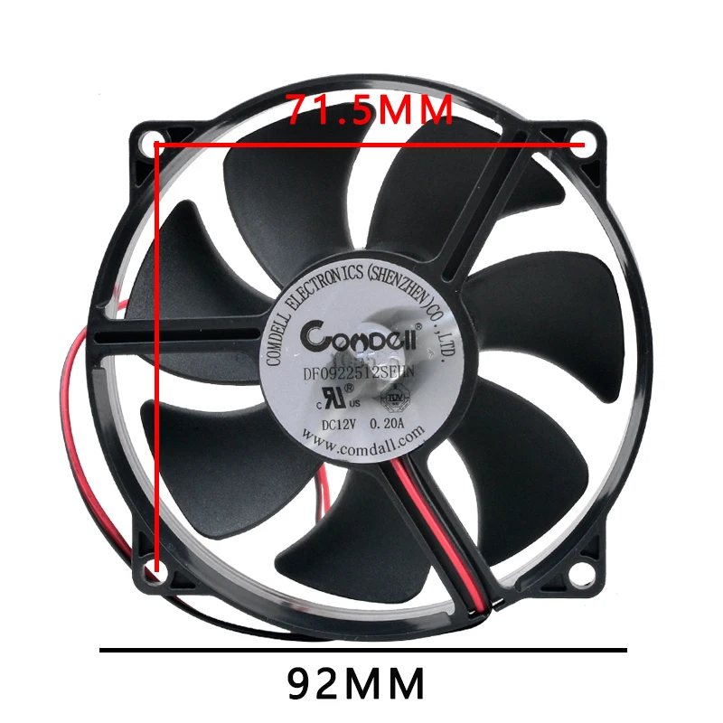 DF0922512SEHN 92 мм 80 мм вентилатор 92x92x25 mm 80x80x25 мм DC12V 0.20 A 2pin през Цялата охлаждащ вентилатор за корпуса на . ' - ' . 3