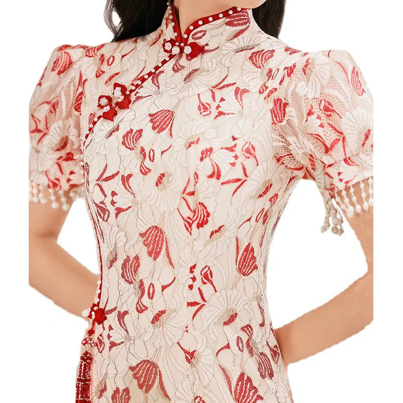 Yourqipao 2023 Нов Китай-Шик Чонсам За Млади Момичета, Къса Червена Китайската Традиционна Облекло, облекло за Сватбеното парти, Женски Vestido . ' - ' . 5