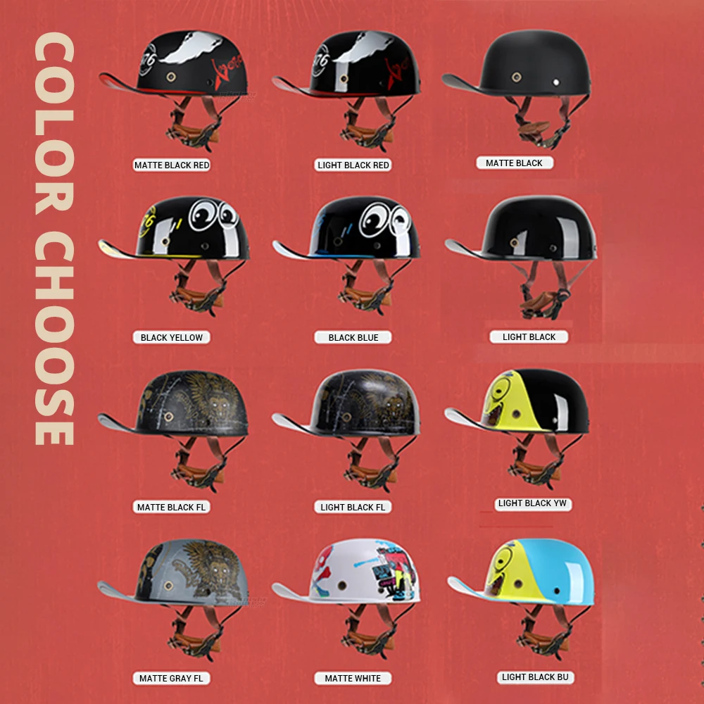 Ретро мъжки мотоциклет шлем в ретро стил, предпазна каска за каране на мотоциклет, велосипедист, състезателна каска за скутери, каско, унисекс . ' - ' . 5